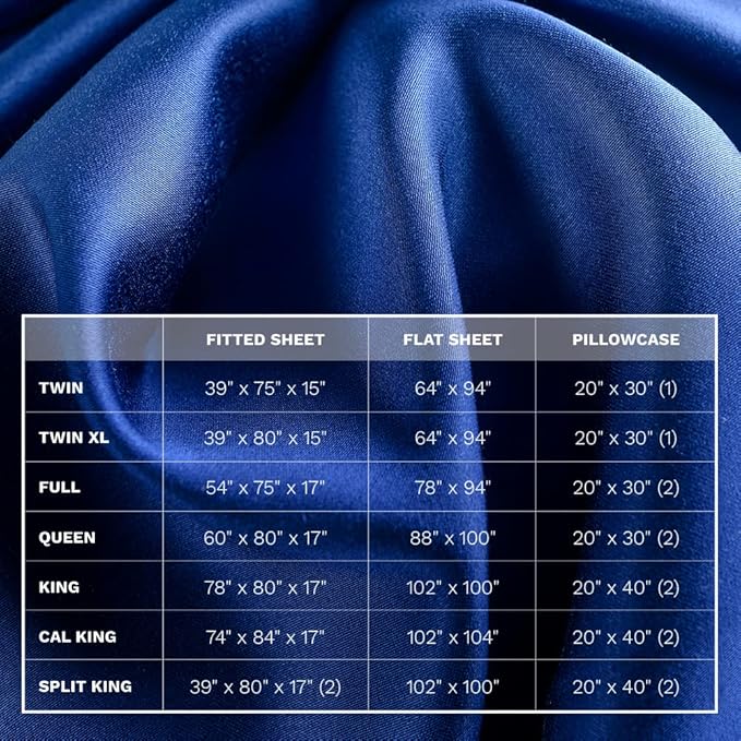 LUXOME Luxury Sheet Set | 100% Rayon (Viscose) from Bamboo | King Size - Sapphire | Deep Pockets | 4-Piece Set (Fitted, Flat, 2 Pillowcases)