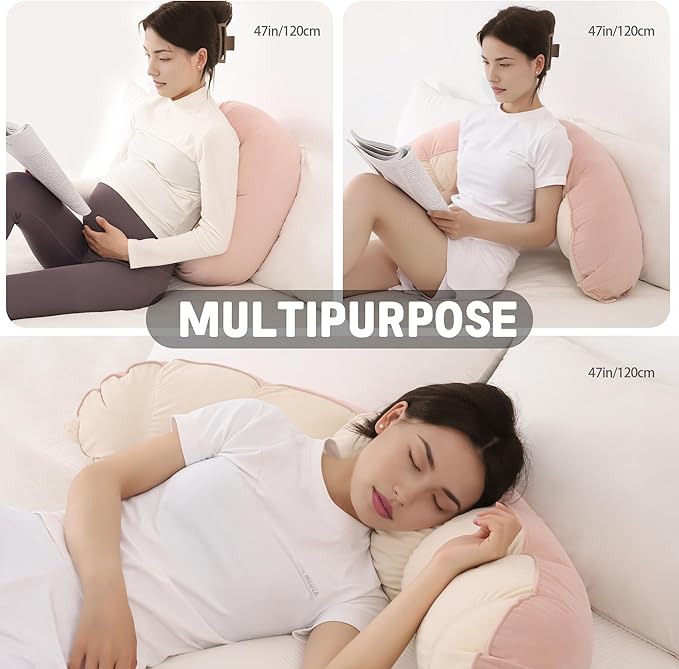 Peallow(Pat. Pend) – Long Round Body Pillow for Adults, Bolster Pillow for Sleeping, Soft and Supportive Pillow for Sleeping & Lumbar Support,Blush Pink