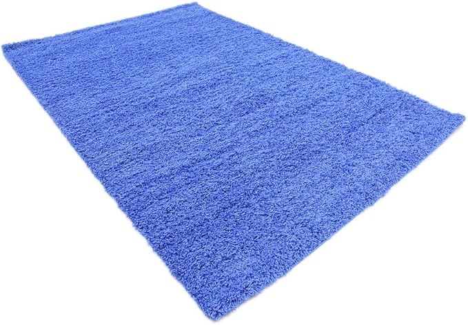 Unique Loom Solid Shag Collection Area Rug (6' 1" x 9' Rectangle, Periwinkle Blue)