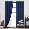 RYB HOME 100% Blackout Curtains, Noise Reducing 108 inch Curtains Dust Filter Draft Block Window Drapes Privacy Drapes for Living Room Playroom Nursery, W52 x L108 inch, Navy Blue, 2 Panels