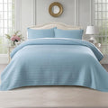 KASENTEX King XL Quilt Set 108"x98" – Soft Washed 3-Layer Lightweight Bedspread, Minimalist Nordic Design, All-Season Spring & Summer Quilt Set (1 Quilt + 2 Pillow Shams), Blue