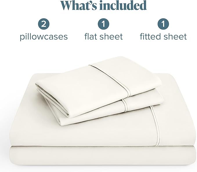 Bare Home Hotel Luxury Twin Sheet Set, Extra Soft - 4 Piece Set - Deep Pockets - Easy Fit - Cooling & Breathable - Wrinkle, Fade, Stain Resistant - Includes 2 Pillowcases (Twin, Cream)