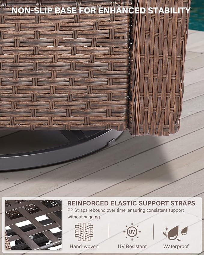 10 Piece High Back Outdoor Patio Furniture Set - Patio Conversation Set with Swivel Rocker Outdoor Chairs Set of 4 and 3 Seater Sofa, Wicker Ottoman and Coffee Table for Garden Backyard