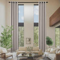 Linen Curtains 166 inch Length 2 Panels for High Ceiling Extra Long Thick Faux Linen Window Drapes Burlap Textured Curtains with Grommet for 2 Story High Living Room (52x166 Beige)