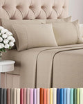Queen 6 Piece Sheet Set - Cooling & Breathable - Hotel Luxury Bedding, Includes Fitted Sheet for Women, Men, Kids & Teens - 1 Flat, 1 Fitted Sheet, 4 Pillowcases w/Deep Pockets - Heathered Beige