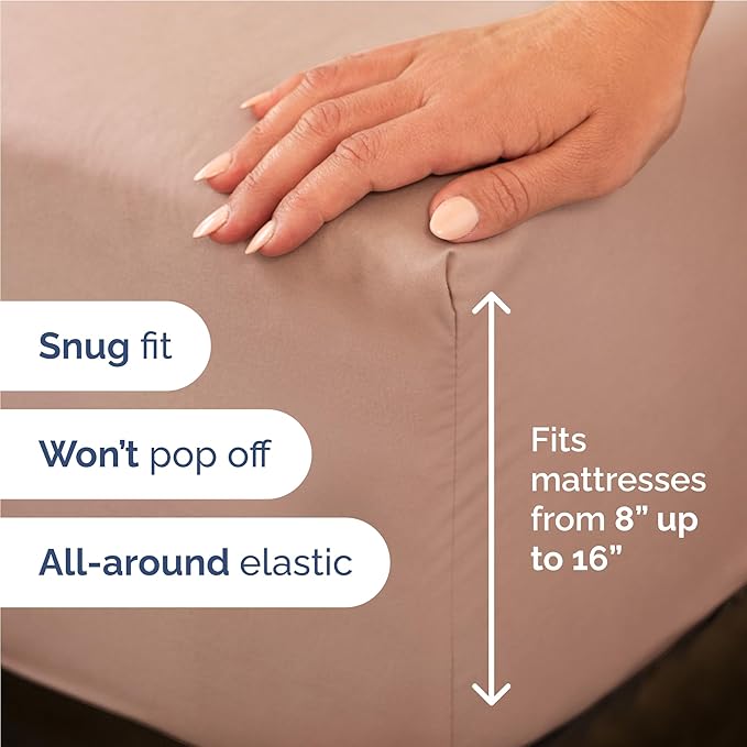 Full 6 Piece Sheet Set - Cooling, Comfy & Breathable - Hotel Luxury Bedding, Includes Fitted Sheet for Women, Men, Kids and Teens - 1 Flat, 1 Fitted Sheet, 4 Pillowcases with Deep Pockets - Mauve
