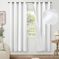 Blackout Curtains for Bedroom 72 Inch Length 2 Panels Set, Thermal Insulated 100% Black Out Privacy Soundproof Grommet Farmhouse Linen Window Curtains for Living Room Darkening, White, Each 52”Wide