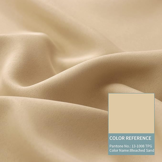BGment Short Blackout Curtains 30 Inch Length 2 Panels, Thermal Insulated Total Light Blocking Curtains for Bedroom, Grommet Window Drapes with Thick Black Liner, 42 Inch Wide Each Panel, Beige