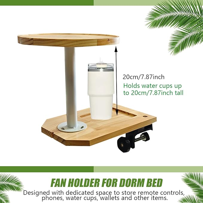 PoolTechX Fan Holder for Dorm Bed, Wooden Clamp Fan Holder for Woozoo Fan,Fit Bunk & Lofted Bed, College Dorm Essentials