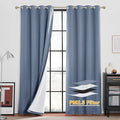 RYB HOME Soundproof & Dust Particle Filtering Curtains Blackout Window Treatment for Bedroom Living Room Divider Nursery Daytime Sleeping Patio Door, Stone Blue, W52 x L 108 inch, 2 Panels