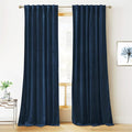 RYB HOME Velvet Curtains 108 inches - Blackout Curtains for Living Room,Thermal Insulated Noise Reducing Panel Soft Vertical Sense Window Decor for Cottage Farmhouse, Navy Blue, W52 x L108, 2 Panels