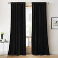 RYB HOME Black Velvet Curtains 102 inches, Back Tab Soft Fabric Blackout Thermal Insulated Luxurious Home Decor Curtains for Living Room Bedroom, W 52" x L 102", 2 Panels Set