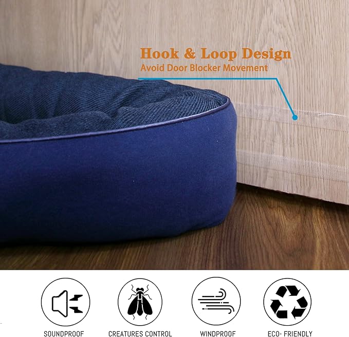 TORRAMI 36" Door Draft Stopper Under Bottom Insulation Noise Air Stopper 2.1LB,Draft Stopper Guard Seal for Doors and Windows - Dark Blue