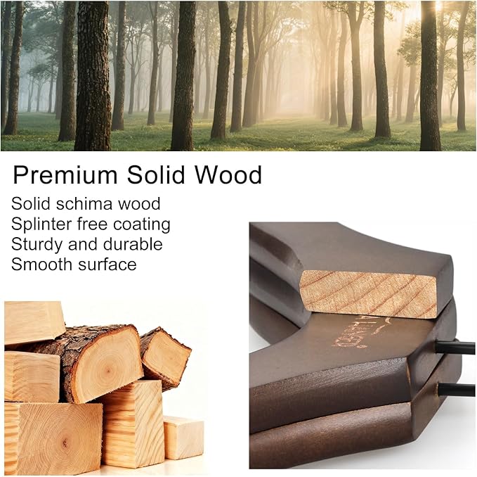 TOPIA HANGER Wooden Coat Hangers 24 Pack, Premium Wood Suit Sweater No Shoulder Bump Hangers, 360° Swivel Hook and Cut Notches Clothes Hangers for Sweater, Hoodie, Shirts, Jacket, Dress, Walnut CT85WA