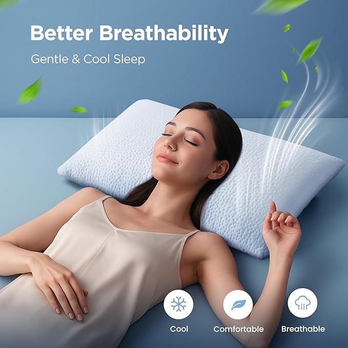 Sophia & William Cooling Bed Pillow for Sleeping (King Size Set of 2) Adjustable Shredded Memory Foam Pillow for Side, Back and Stomach Sleepeers