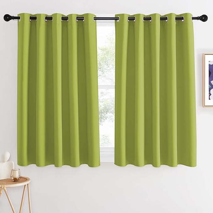NICETOWN Blackout Curtains 54 Inches Long, Thermal Insulated Room Darkening Curtains for Bedroom, Window Treatment Drapes for Living Room Nursery (W66 x L54 Inch, Fresh Green, 1 Panel)