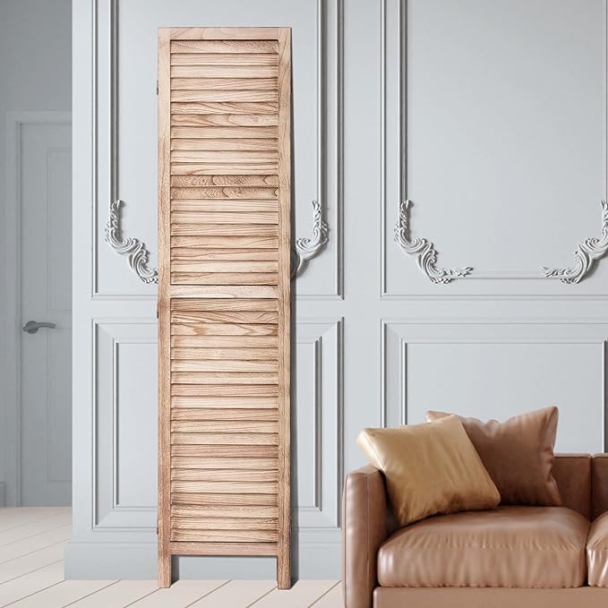 VEVOR Wood Room Divider, 8 Panel Wood Folding Privacy Screen, 66.9 Inches Tall Indoor Louvered Partition Divider, Portable Decoration Screen, for Room Separation, Home, Office, Restaurant & Bedroom