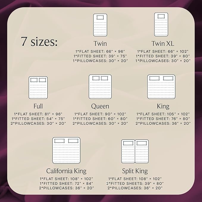 LuxClub 5 PC Split King Sheet Set, Deep Pockets Wrinkle Free Cooling Bed Sheets Hotel Bedding for Women, Men, Includes 2 Fitted Sheet, 1 Flat Sheet and 2 PillowcasesSoft Eggplant