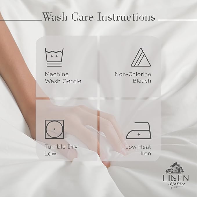 Linen Home 100% Cotton Percale Sheets Full Size, Dove Grey, Deep Pocket, 4 Pieces Set - 1 Flat, 1 Deep Pocket Fitted Sheet and 2 Pillowcases, Crisp Cool and Strong Bed Linen