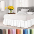 Wrap Around Dust Ruffle Bed Skirt - White - Twin/Twin XL Size Beds with 12 Inch Drop - Easy Fit Elastic Strap - Adjustable Pleated Bedskirt w/Brushed Fabric - Wrinkle Free - Women, Men, Kids & Teens
