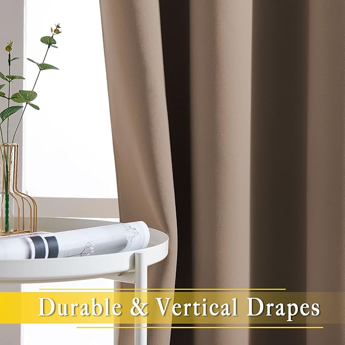NICETOWN Blackout Blinds for Patio Door, Sliding Door Insulated Blackout Curtains, Extra Wide Curtain with Grommet Top for Villa/Hall/Parlor (Cappuccino, 1 Panel, 80” W x 108“ L)