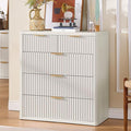 LEYAOYAO Fluted 5 Drawers Dresser for Bedroom, 34" Tall Modern Chest of Drawers with Metal Handle, Curved Profile Design,White Wood Drawer Organizer for Bedroom, Living Room, Hallway, Entryway