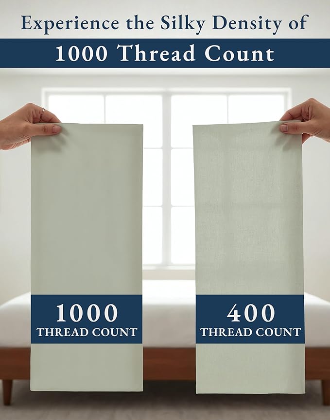 100% Egyptian Cotton King Size Sheets Set – Luxury 1000 Thread Count Buttery Soft & Durable Christmas Sheets King Size, Sateen Winter Sleep Comfort, Snug Fit 15" Deep Pocket, Hotel Comfort - Mineral