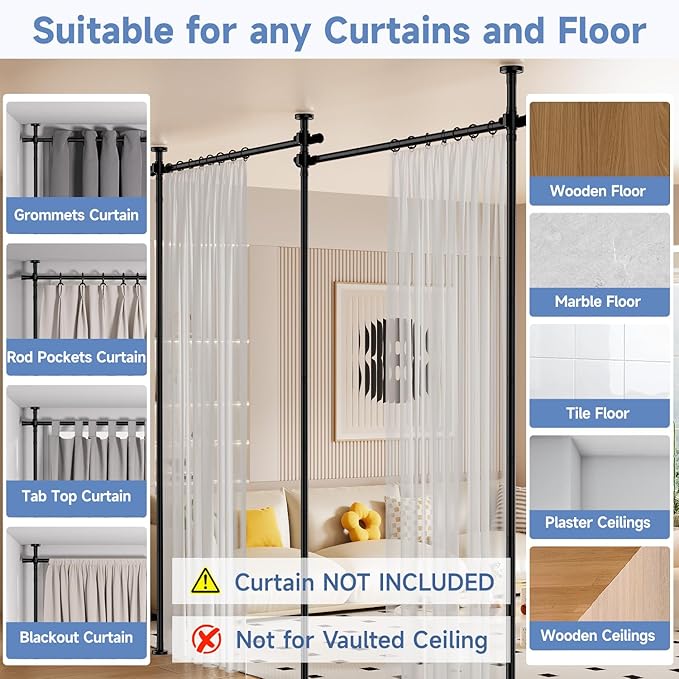 Room Divider Folding Privacy Screens with Wheels, 6FT Tall Divider for Room Separation, Movable Room Partitons and Dividers, Indoor Room Dividers Panel with Fabric (Black, 1 Panel-114‘’)