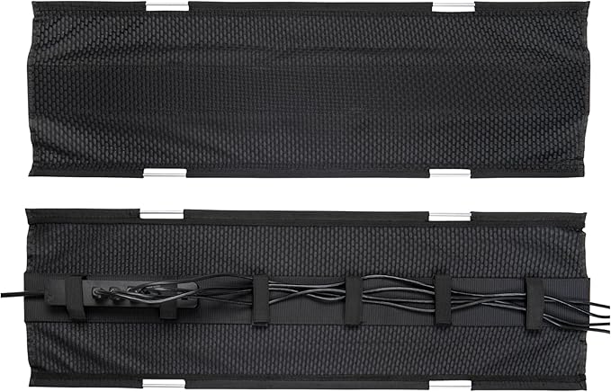 PERFECT POSTURE Mesh Cable Organizer – Under Desk Cable Management with Adjustable Straps, Flexible Mesh, Easy-Access Design, & Standing Desk Compatible – 37.4” (Black)