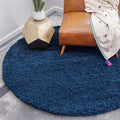 Unique Loom Solid Shag Collection Area Rug (8' Round Sapphire Blue/Navy Blue)