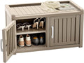 ROJIK Shoe Cabinet Waterproof UV-Resistant,Storage Bench Indoor Outdoor with Adjustable Shelves,for Entryway Bedroom,Hallway,Living Room(Double Door,Grey)