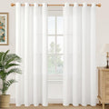 YoungsTex White Linen Sheer Curtains 80 Inches Length for Living Room, Grommet Window Drapes Light Filtering for Bedroom Office Privacy, 2 Panels, 52 X 80 Inch