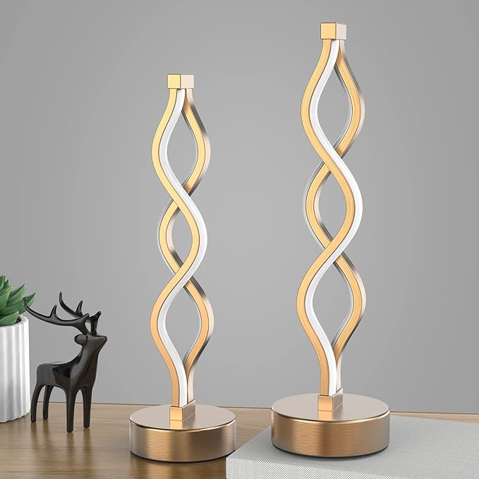 NUÜR Gold Lamps for Bedrooms Set of 2, Small Table Lamp, 3 Colour Temperature, 15.8 Inch Height, Bedsides Lamps for Living Room
