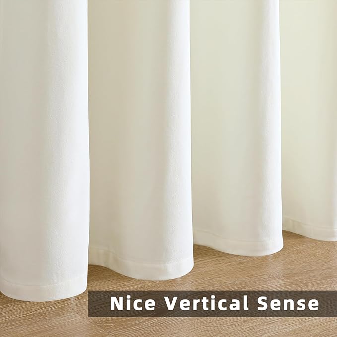 Joydeco Customized Velvet Curtains for Bedroom and Living Room, Heavy Duty Luxury Thermal Insulated White Velvet Curtains Rod Pocket 1 Panel, Custom Size