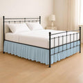 KRISHNA Ruffled Bed Skirt with Split Corners Full, 100% Microfiber Hotel Quality, 21 Inch Drop Dust Ruffle Gathered Bedskirt with Platform, 54" x 75", Light Blue