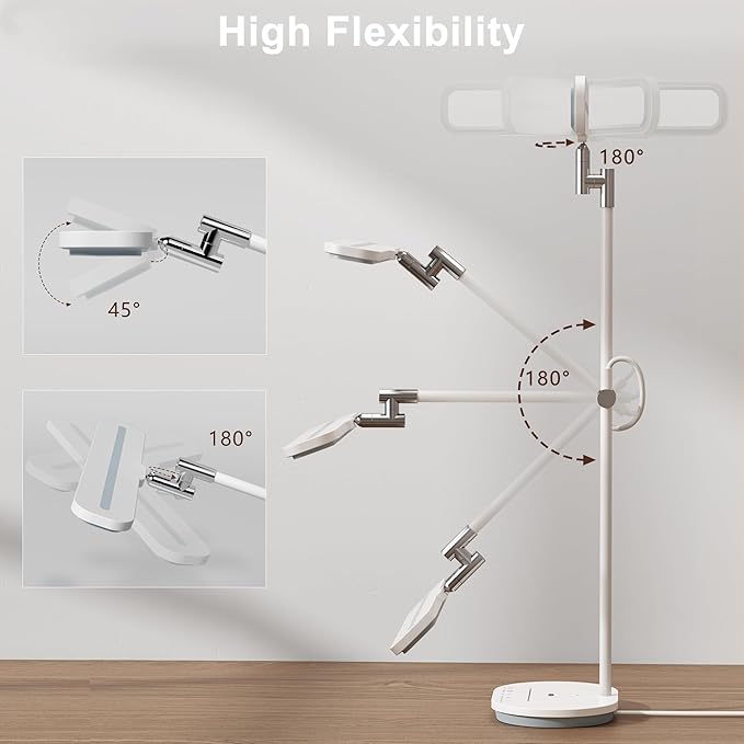 LED Desk Lamp with CRI 98, Advanced Eye-Caring Bright Desk Light for Crafting, Home Office & Kids Studying, Multi-Angle Adjustable, Dimmable Full Spectrum with Touch & Gesture Control