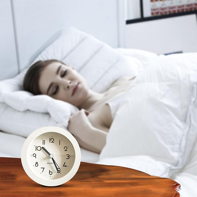 Alarm Clock with Backlight, 4 Inches White Desk Clock (White)