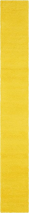 Unique Loom Solid Shag Collection Area Rug (2' 6" x 19' 8" Runner, Tuscan Sun Yellow)