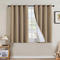 H.VERSAILTEX Linen Curtains 100% Blackout Curtains for Bedroom 45 inch Long Full Light Blocking Nature Linen Blended Window Curtains for Living Room Nickel Grommet (2 Panels, Heathered Macchiato)