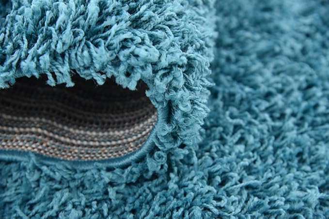 Unique Loom Solid Shag Collection Area Rug (4' 1" x 6' 1" Rectangle, Deep Aqua Blue)