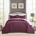 CHIXIN Bedspread Coverlet Quilt Set Full Size - Lightweight Bedding Cover - Ultrasonic Quilting - 5 Piece Reversible Bedspread - Elegant Damask Paisley Pattern (Full, Purple)