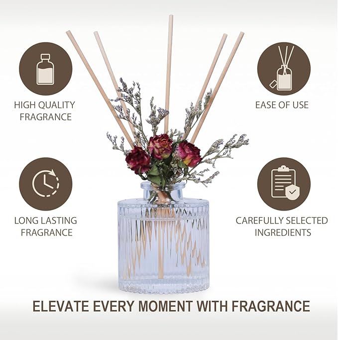 UCC Reed Diffuser Set, 3.38 oz Gardenia in Blossom Premium Scented Diffuser with Flower Sticks Home Fragrance Reed Diffuser for Bathroom Shelf Decor