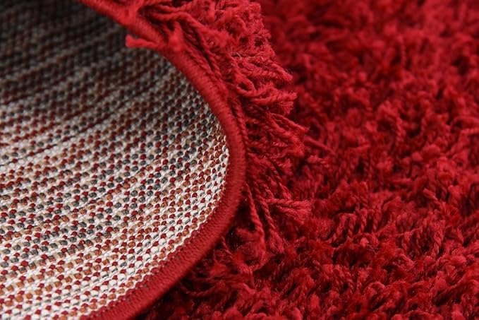 Unique Loom Solid Shag Collection Area Rug (9' x 12' 2" Rectangle Cherry Red)