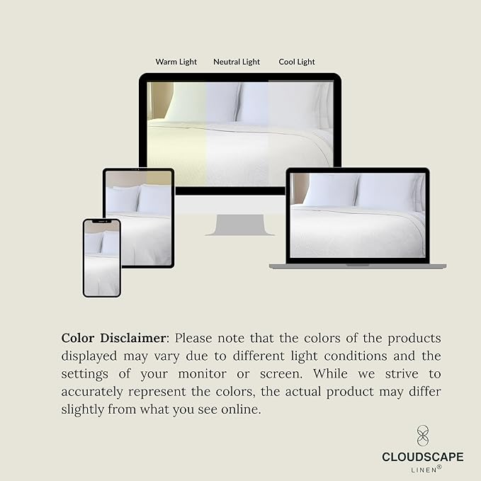 Cloud Scape Linen 100% Cotton Blanket King 92x108 White - Cozy Herringbone Weave, Fits Up to Cal King Beds, Breathable Softness, All-Season Warmth, Heavy Layering Winter Blanket