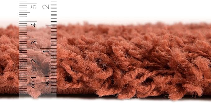 Unique Loom Solid Shag Collection Area Rug (4' 1" Octagon, Terracotta)