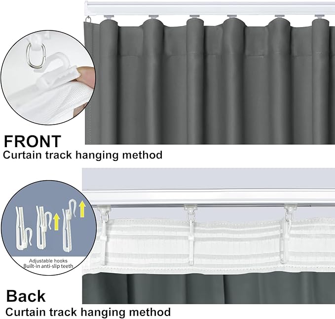 Room Divider Blackout Curtain Track Curtains Wall Dividers Panels Screen for Living Rooms Bedroom Office Privacy Partition Separation, W120 × L120 Inch,1 Panel, Grey