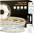 PAUTIX COB LED Strip Lights,UL Listed Dotless LED Lights with RF Remote,32.8ft Natural White 4000K Super Bright Dimmable 24V Flexible LED Tape Light,Kitchen Cabinet,Office,Stairs,Shelf Indoor Lighting