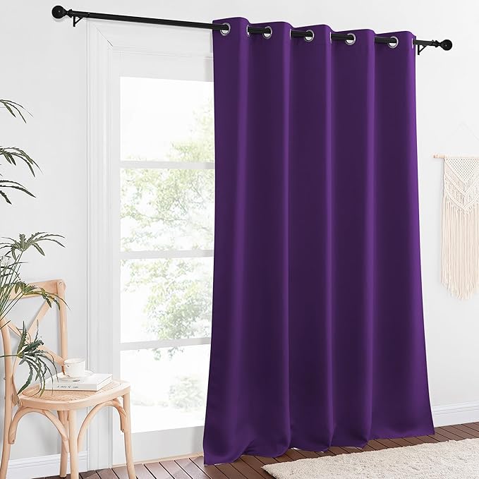 NICETOWN Blackout Curtain Drape for Bedroom - Light Reducing Thermal Insulated Solid Grommet Room Darkening Window Curtain 90 inches Long for Living Room (Royal Purple, 1 Piece, W66 x L90)
