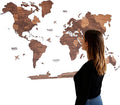 Handmade 3D Wood World Map Wall Art Large Wall Decor Track Your World Travels - Special for Home, Kitchen and Office (Large, Oak)