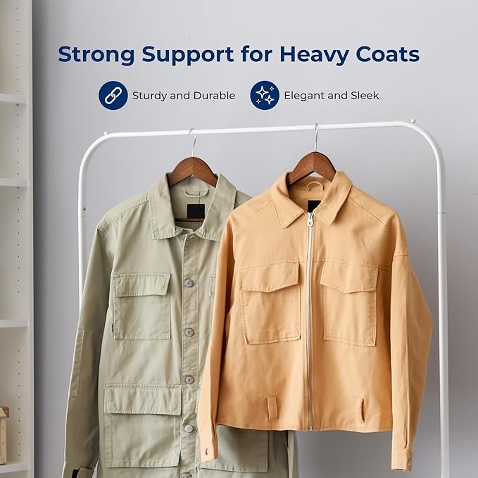 SereneLife 50-Pack Wooden Coat Hangers – Durable Suit Hangers with 360° Swivel Hook & Notches – Slim Design for Shirts, Jackets, Dresses, and More (Vintage)